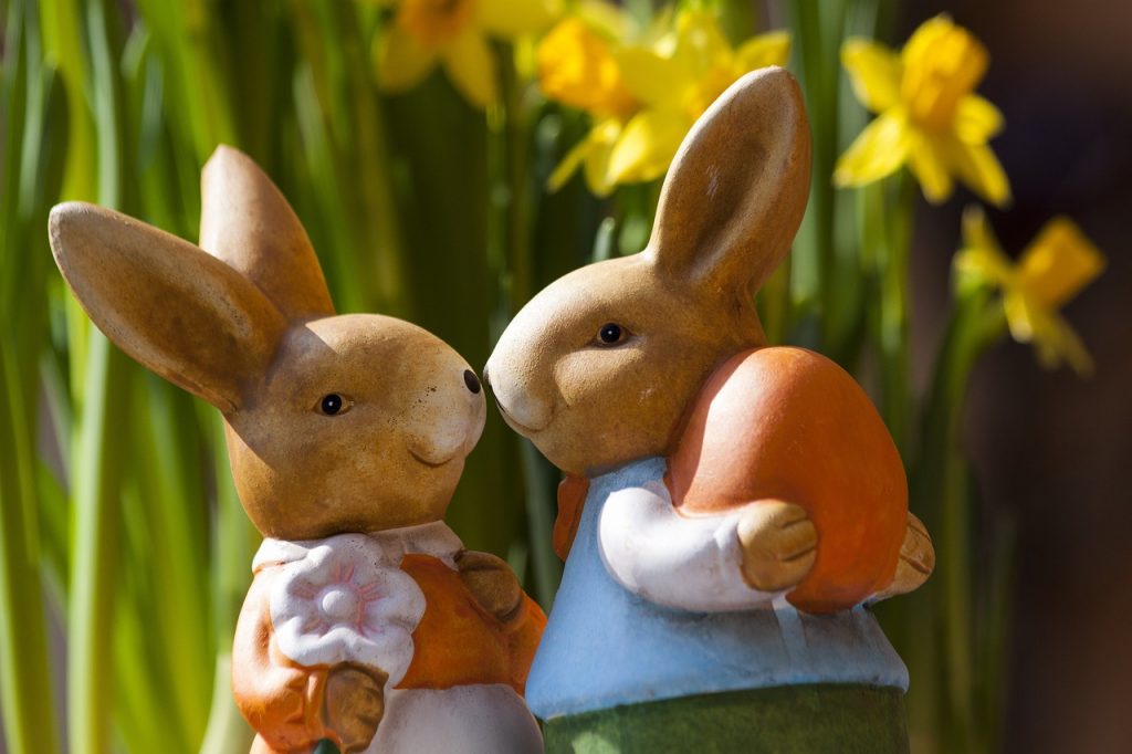 easter bunny, rabbit, figurines